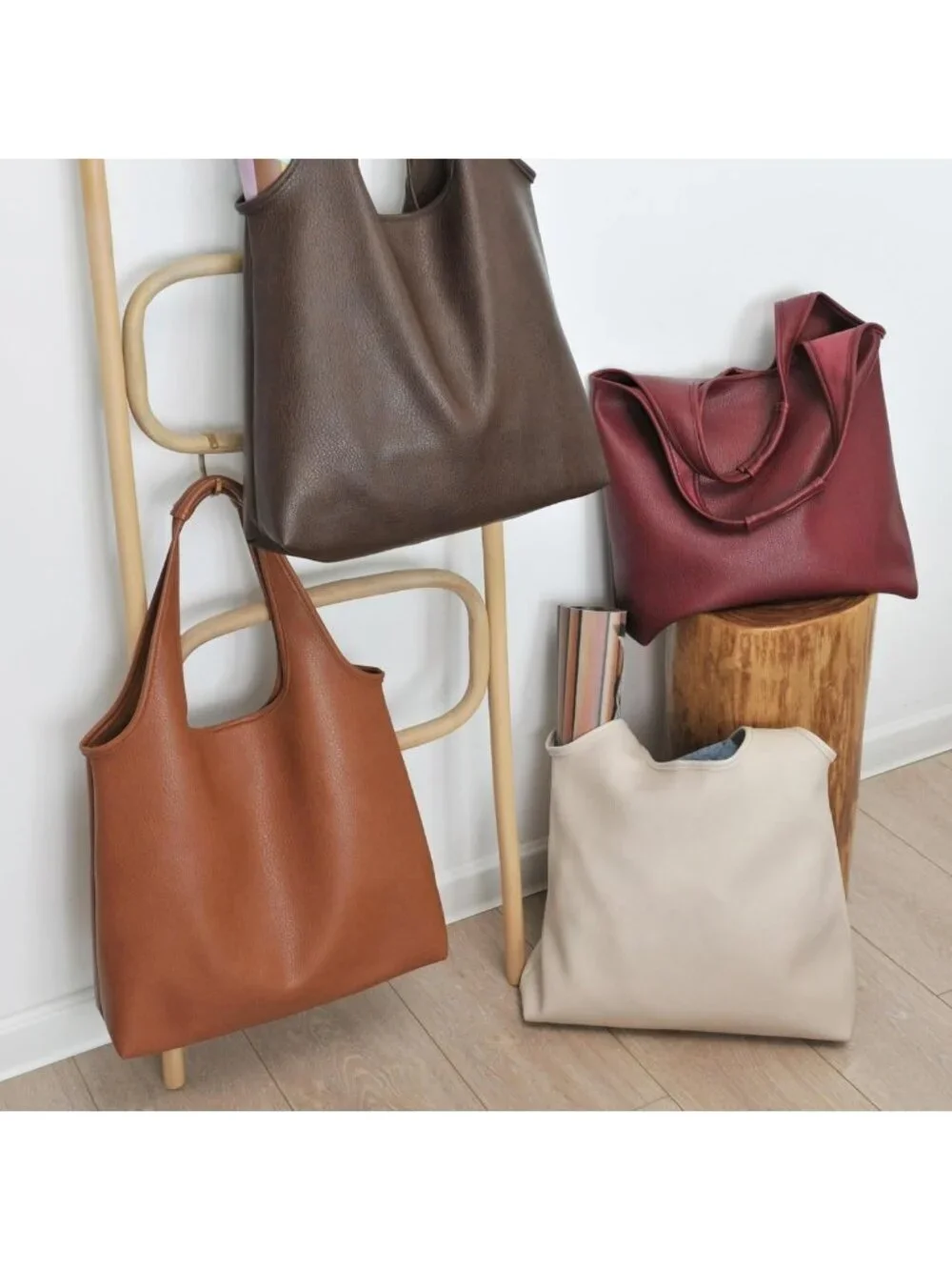 Soft Vegan Leather Hobo Tote Bag | Oversized Slouchy Handbag for Work & Travel
